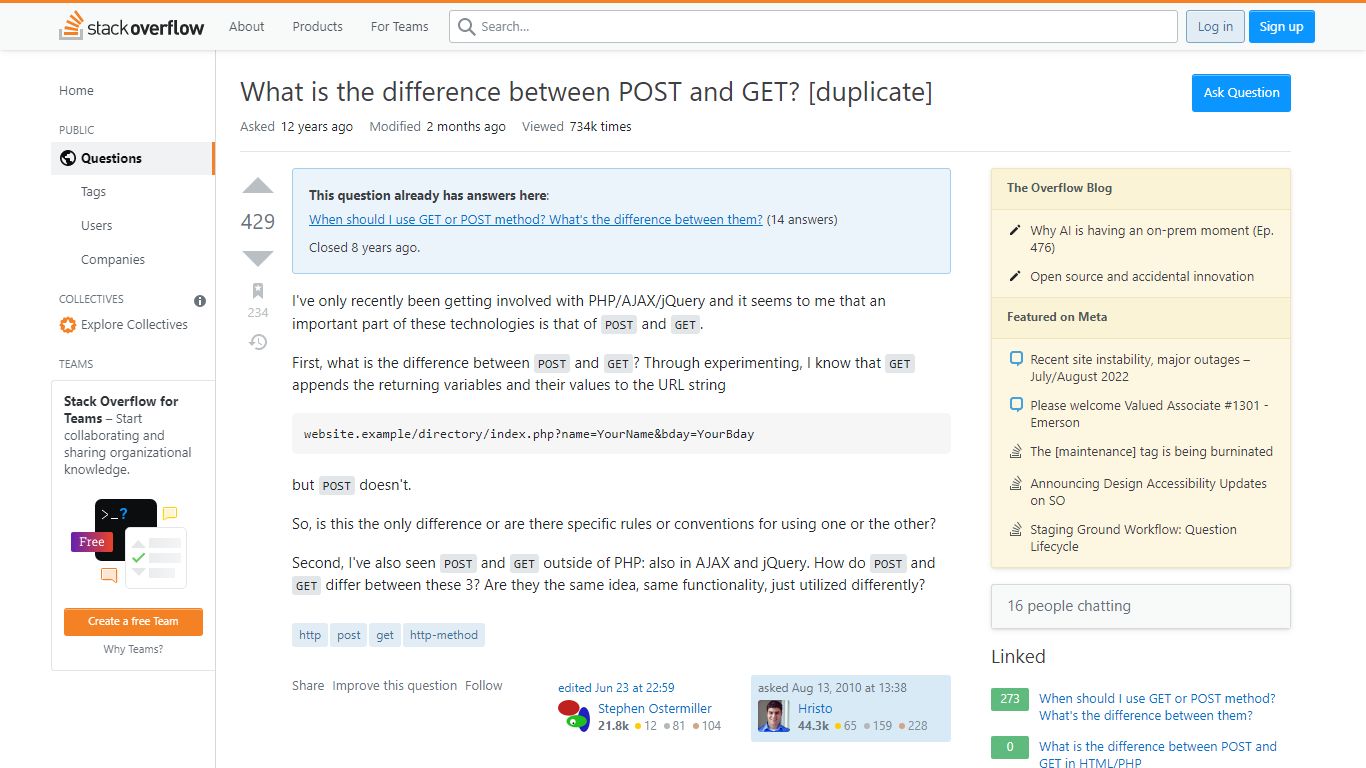 What is the difference between POST and GET? - Stack Overflow